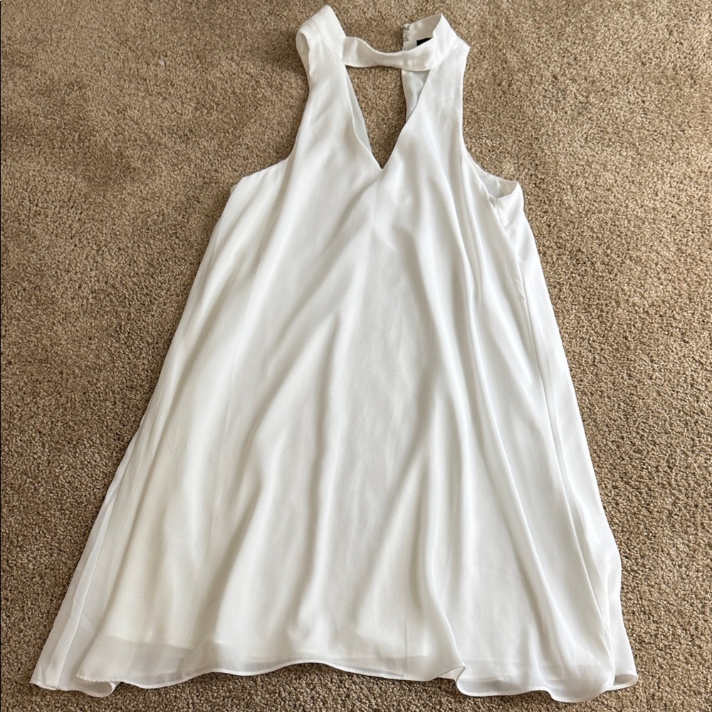 Lulu's Elegant White Keyhole Mini Dress